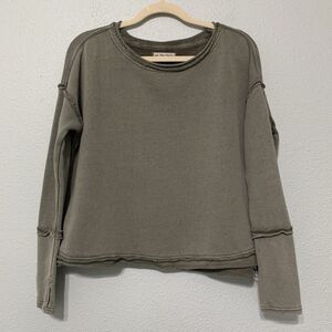 We The Free Olive Green Lightweight Crewneck Sweater